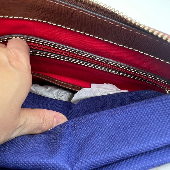 Dooney & Bourke Saffiano Leather Hobo Handbags Amber Brown - Picture 13 of 16